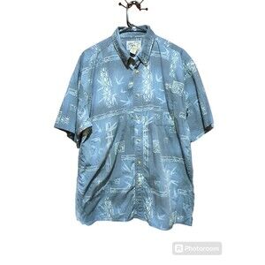 Vintage Big Dog button up shirt Short sleeve shirt sz Large Slade Blue And Grey